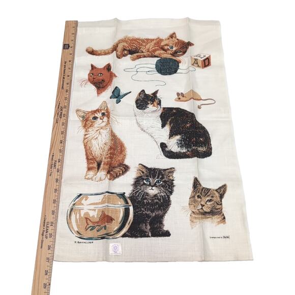 VTG Kay Dee Linen Kitchen Tea Towel Cats Kitten Breeds R. Batchelder Signed NWT - Picture 12 of 15